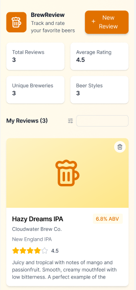 Figma Prototype - Beer Review Details